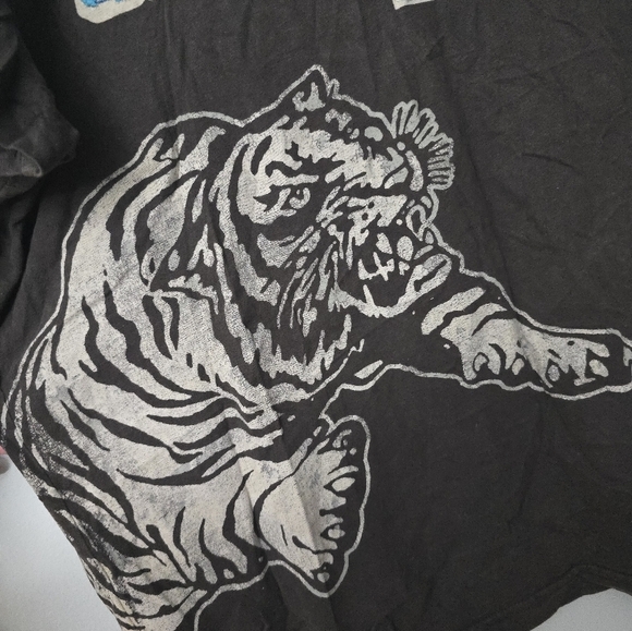 Vtg Y2K Brown White Tiger T Shirt Embroidered Stitched Varsity Lettering Urban - Picture 3 of 9
